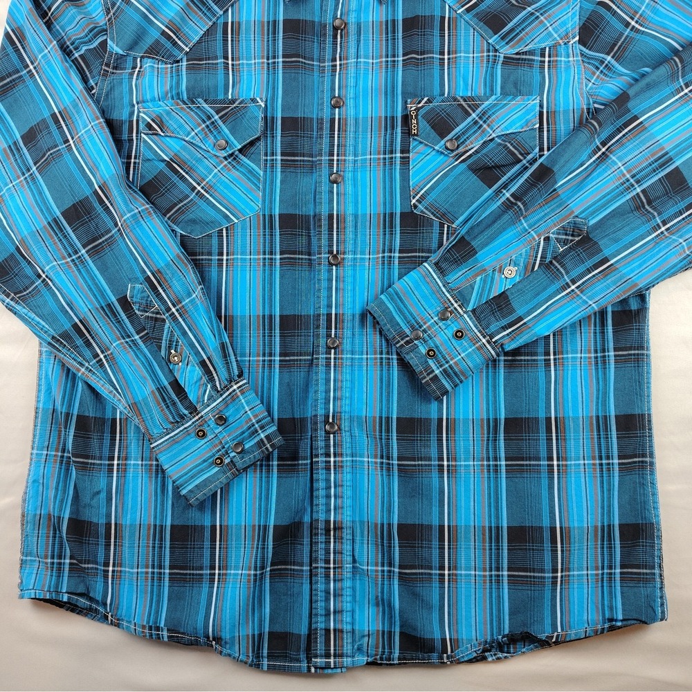 Cinch Modern Fit Western Shirt Men's XL Blue Plaid Snap Long Sleeve Cowboy - Picture 6 of 16
